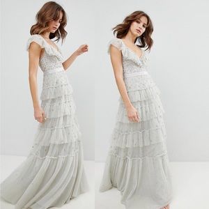 NWT Needle & Thread Tiered Scattered Sequin Gown